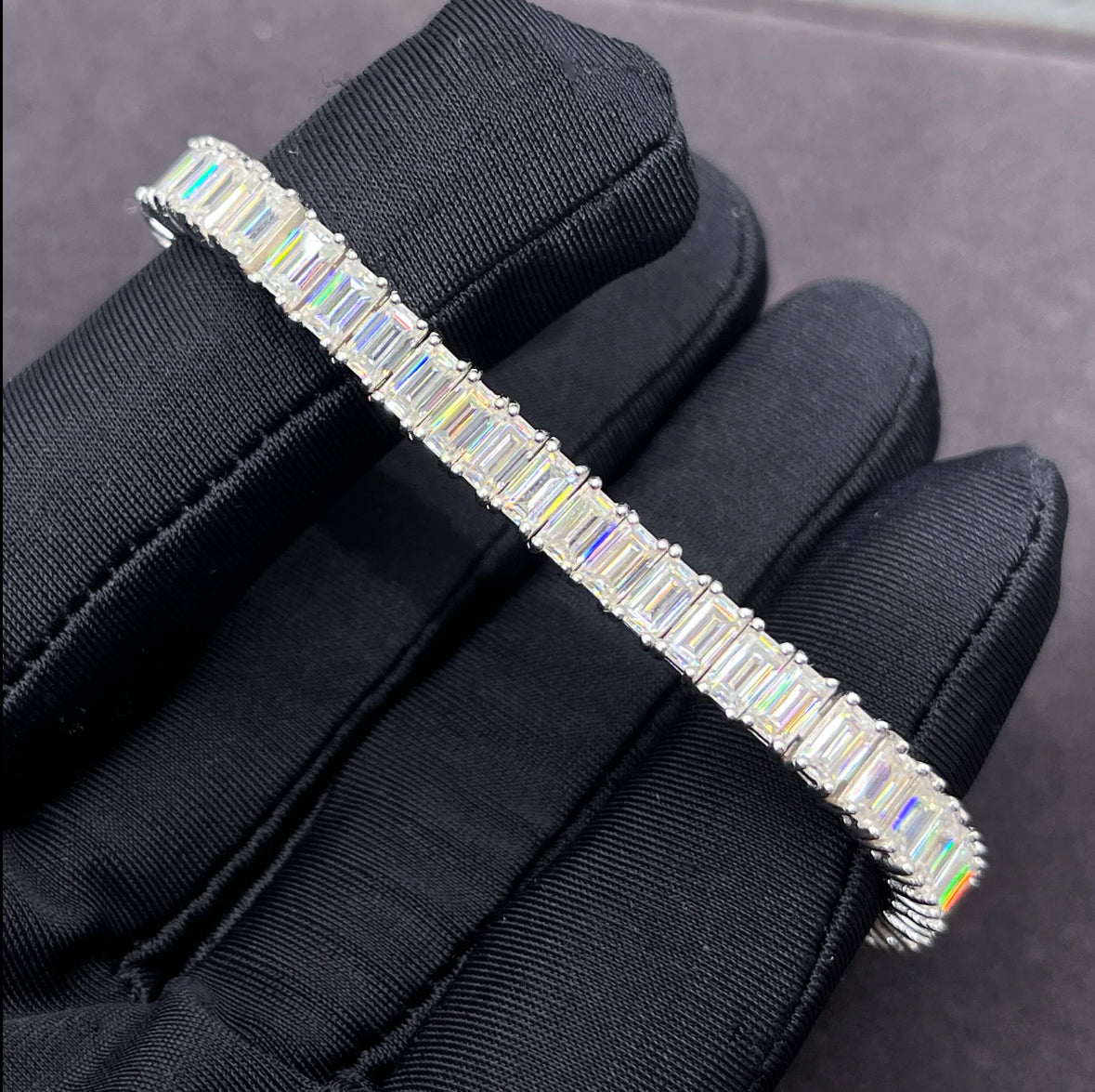 Baguette Cut Moissanite Tennis Bracelet