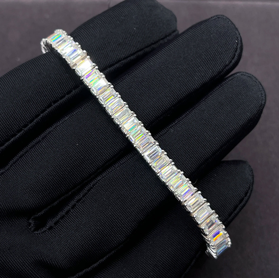 Baguette Cut Moissanite Tennis Bracelet