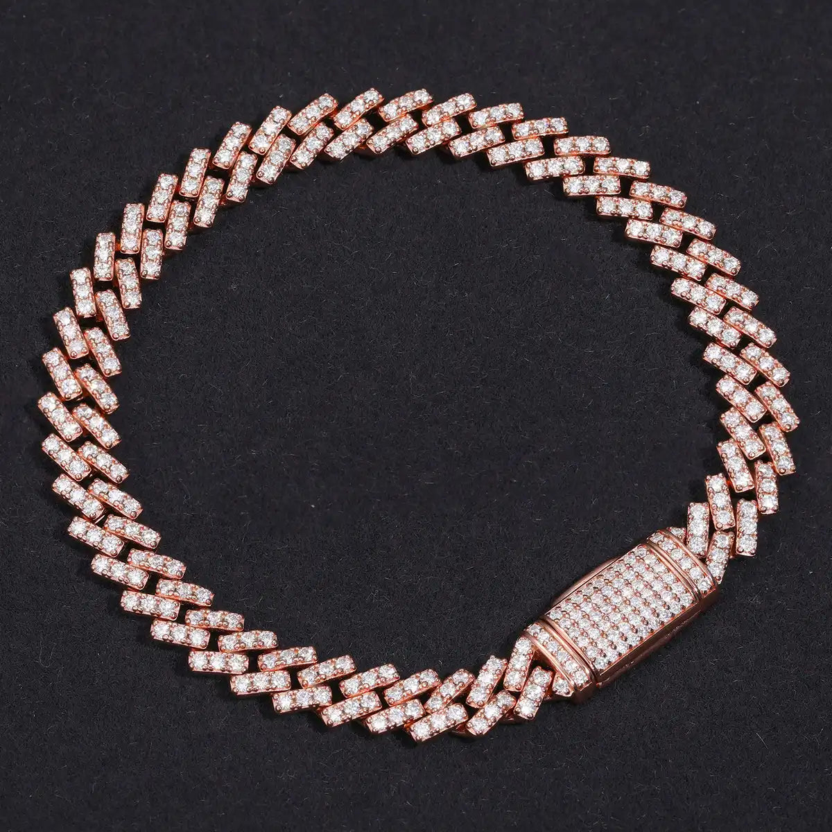 8mm Rose Gold Plated Moissanite Cuban Link Bracelet