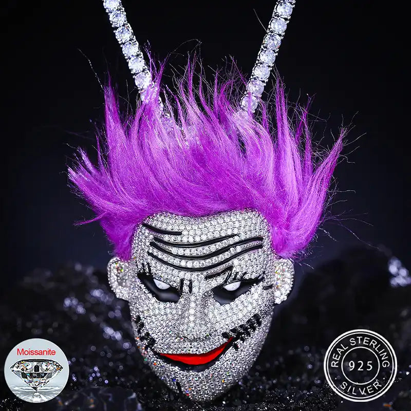 Moissanite Purple Hair Guy Pendant