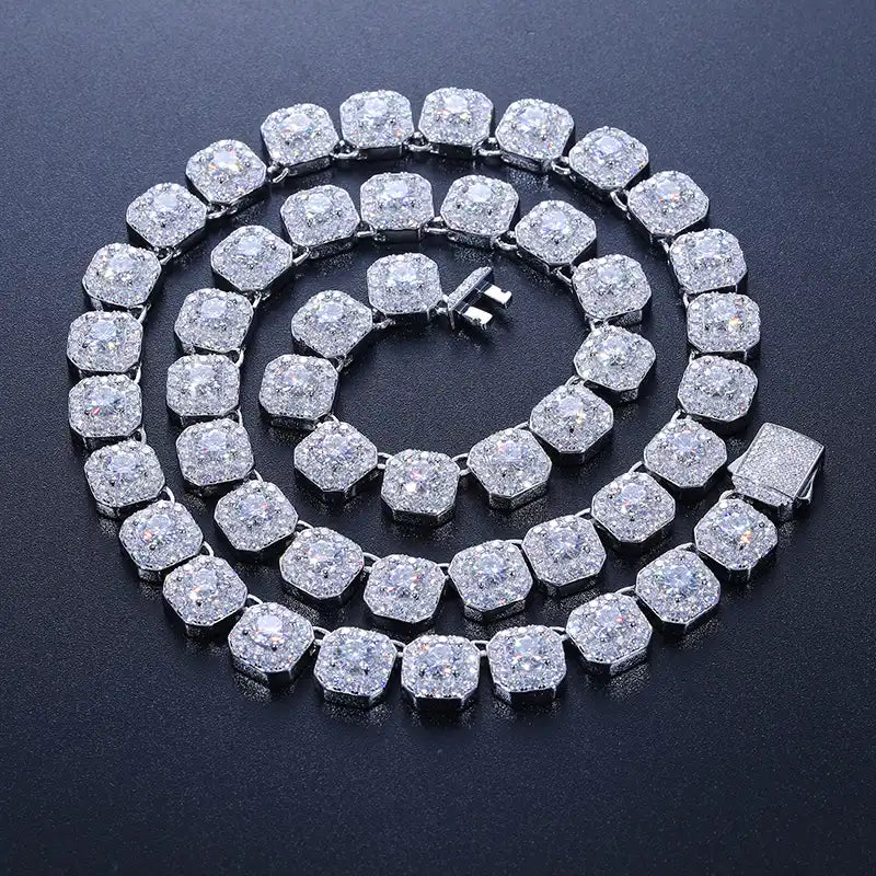 10mm Moissanite Square Tennis Chain