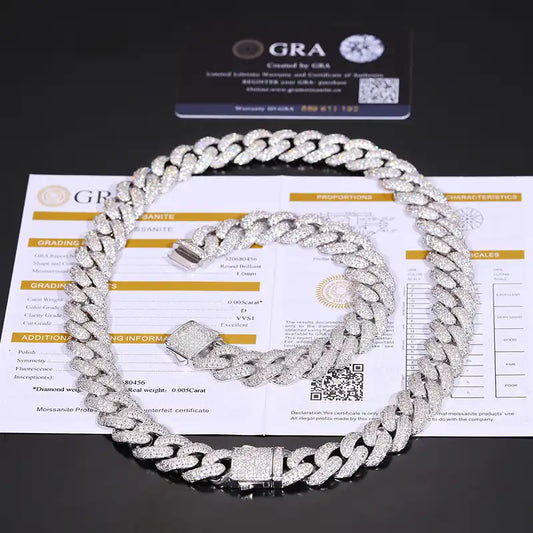 14mm Moissanite Miami Cuban Link Chain/Bracelet