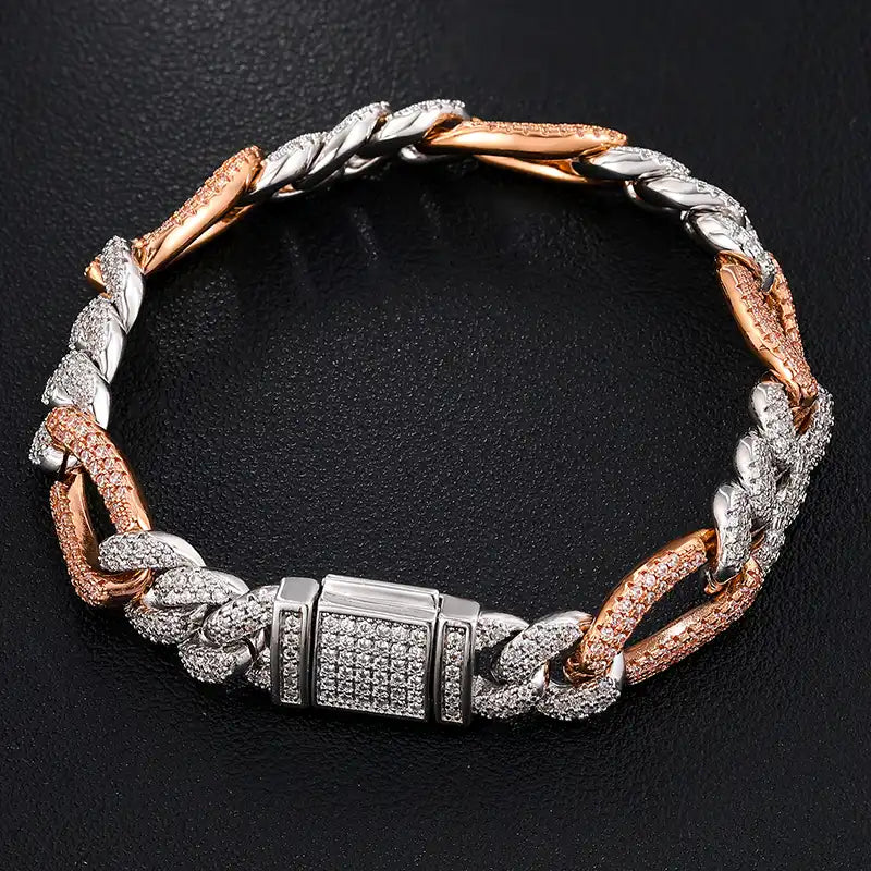 10mm Moissanite Figaro Link Bracelet