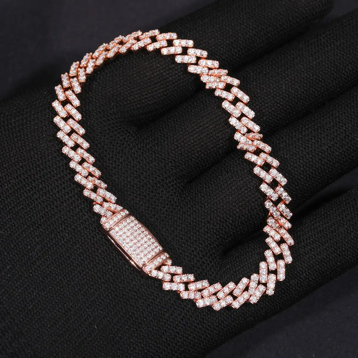 8mm Rose Gold Plated Moissanite Cuban Link Bracelet