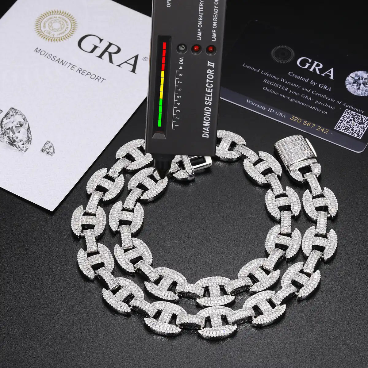 16mm Moissanite Baguette Gucci Link Chain