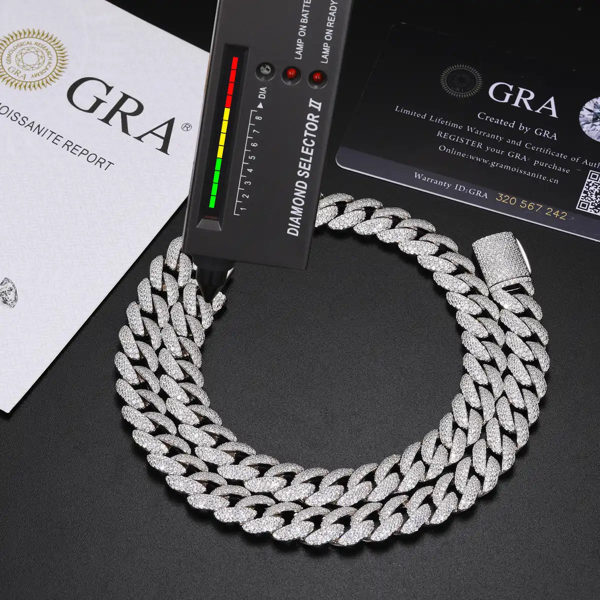 12mm Moissanite Bubble Cuban Link Chain