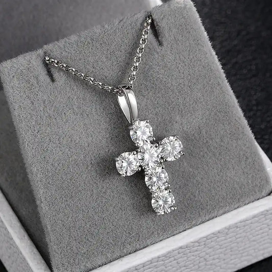 Moissanite Cross Pendant Necklace