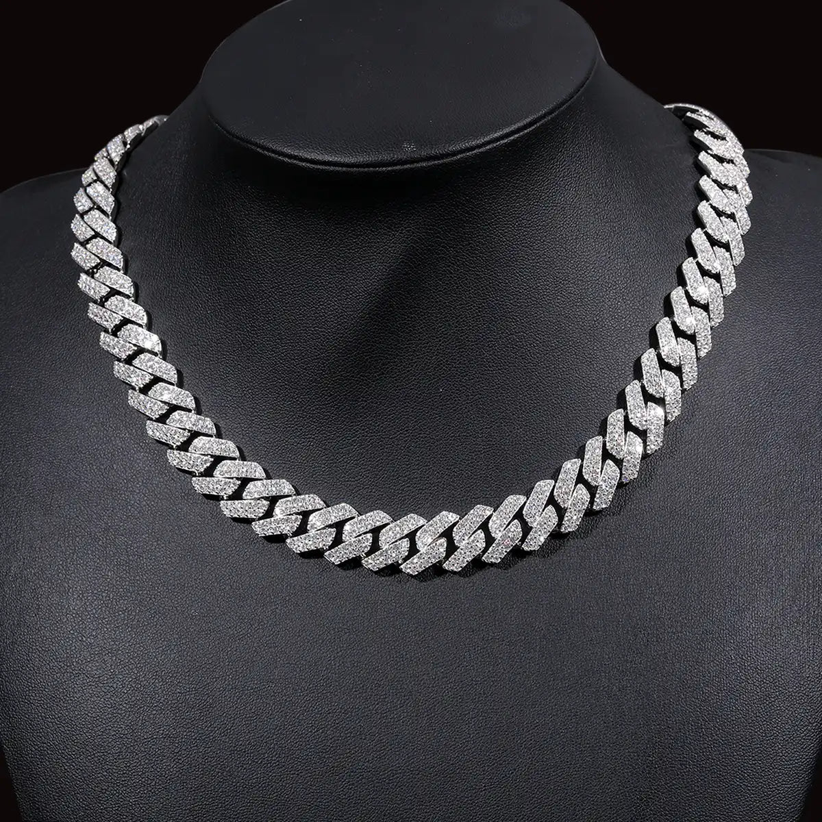 14mm Moissanite Two Row Cuban Chain