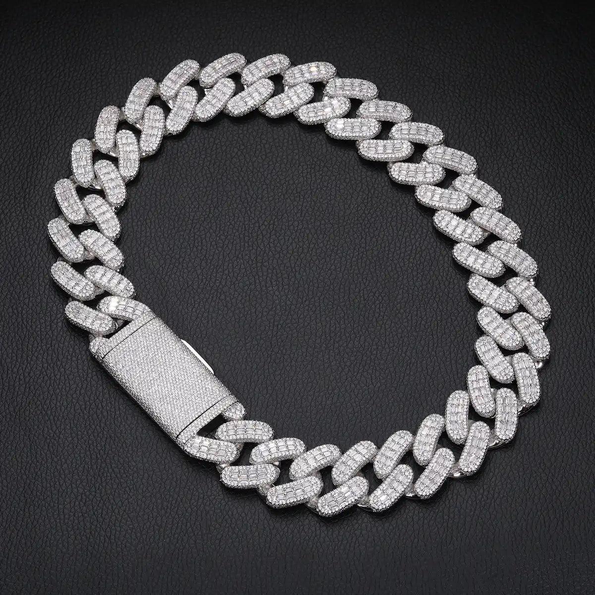 28mm Moissanite Baguette Cuban Link Chain