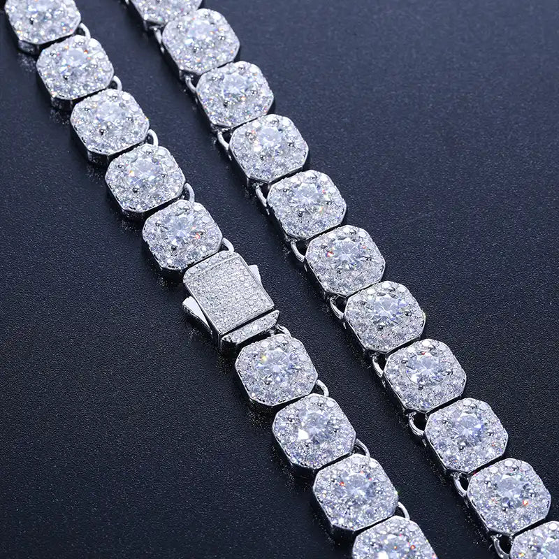 10mm Moissanite Square Tennis Chain