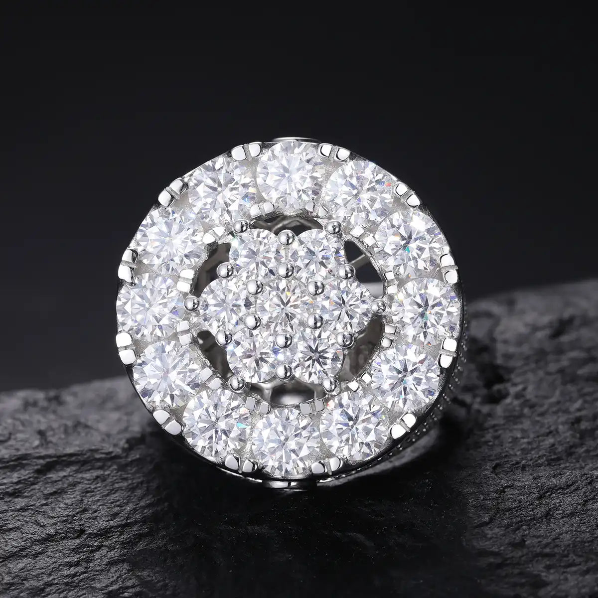Moissanite Two-Layer Halo Ring