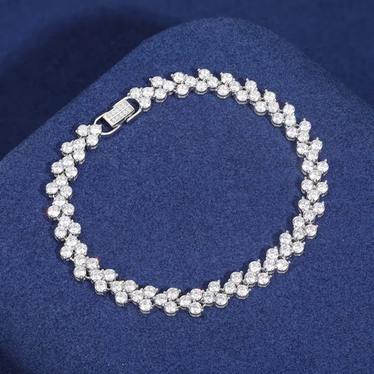 6mm Three-Stone Heart Moissanite Tennis Bracelet