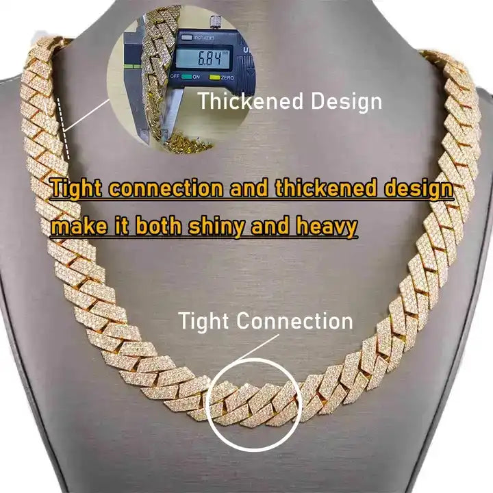 20mm Moissanite Tight Design Cuban Link Chain