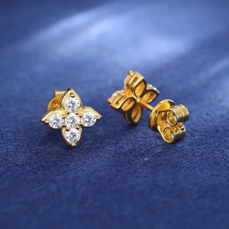 Moissanite Motif Shape Stud Earring