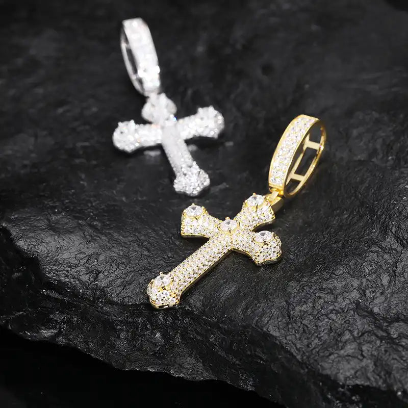 Moissanite Round Cut Cross Pendant