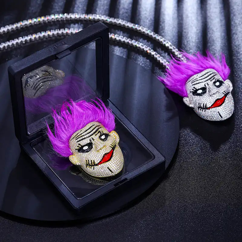 Moissanite Purple Hair Guy Pendant