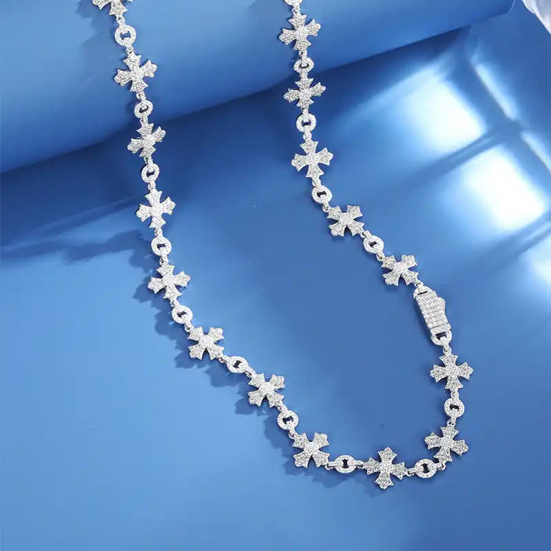 12mm Moissanite Cross Link Chain