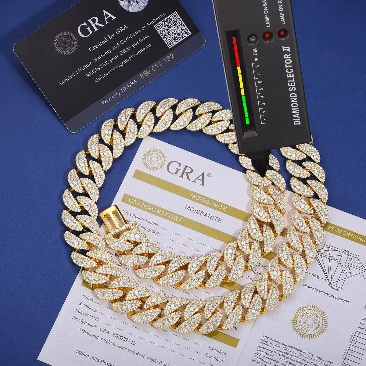 18mm Moissanite Semi-Circle Cuban Link Chain/Bracelet