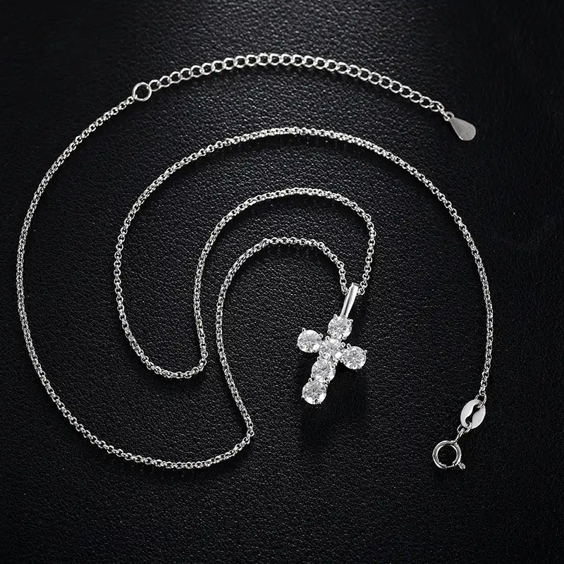 Moissanite Cross Pendant Necklace