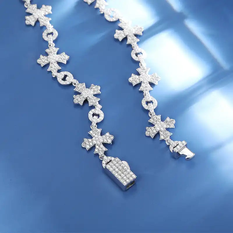 12mm Moissanite Cross Link Chain