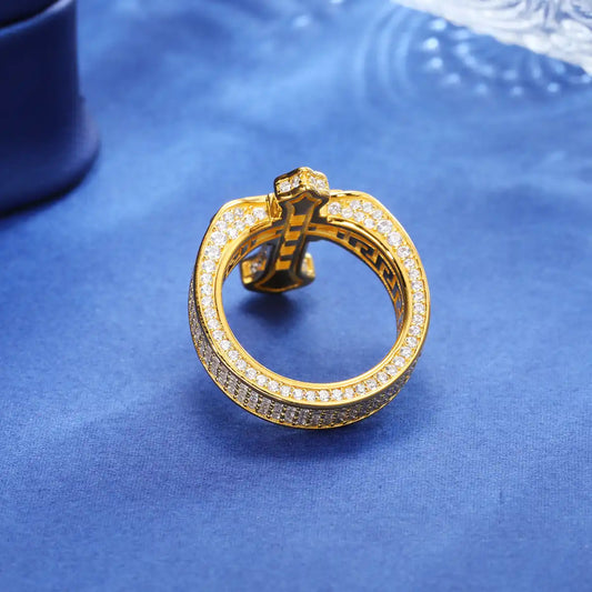 Moissanite Baguette Cross Band Ring