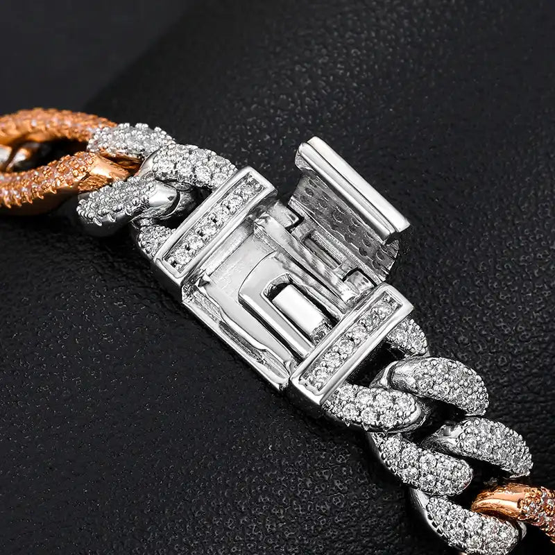 10mm Moissanite Figaro Link Bracelet