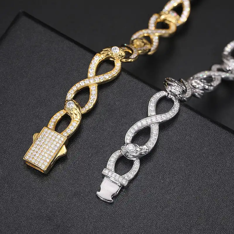 10mm Moissanite Infinity Link Cuban Bracelet