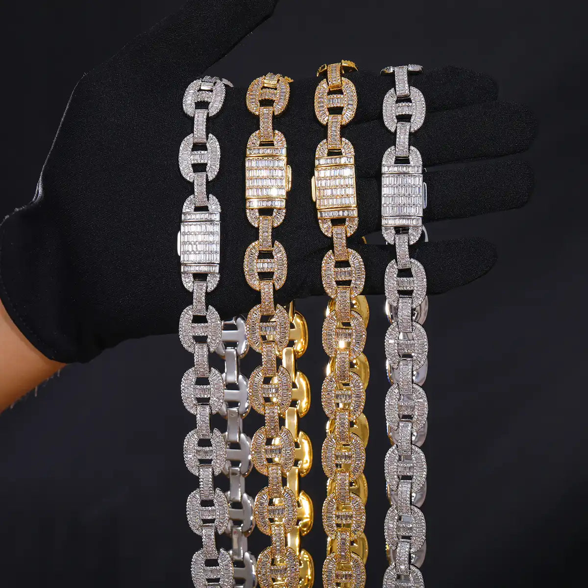 16mm Moissanite Baguette Gucci Link Chain