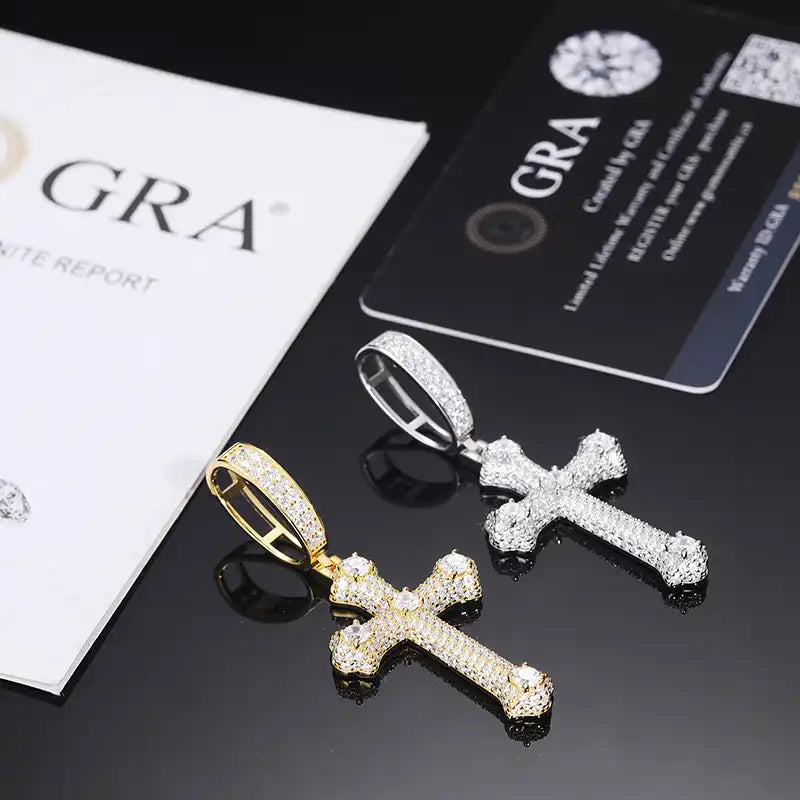 Moissanite Round Cut Cross Pendant