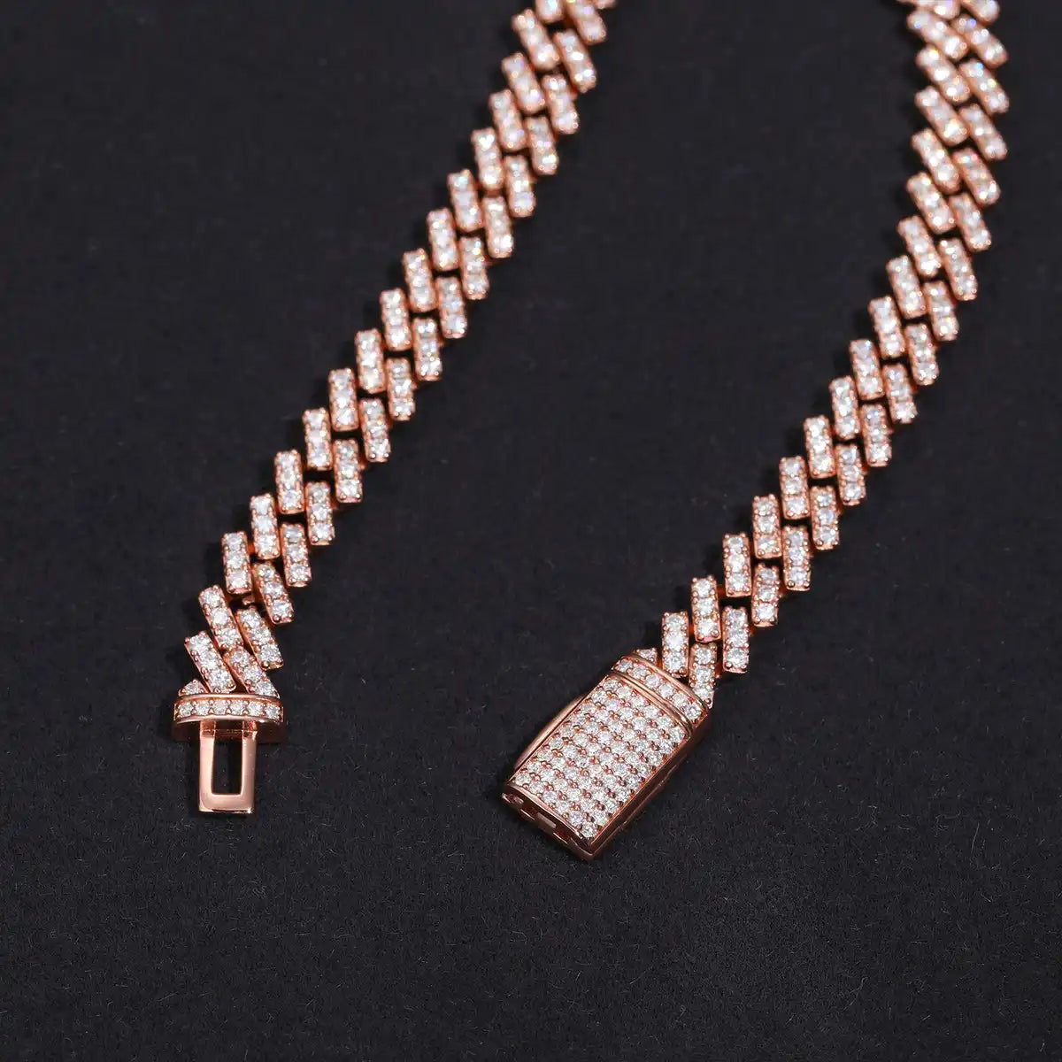 8mm Rose Gold Plated Moissanite Cuban Link Bracelet