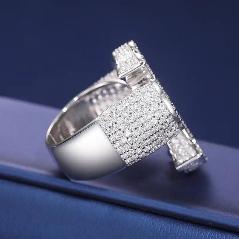 Moissanite Cross Band Ring