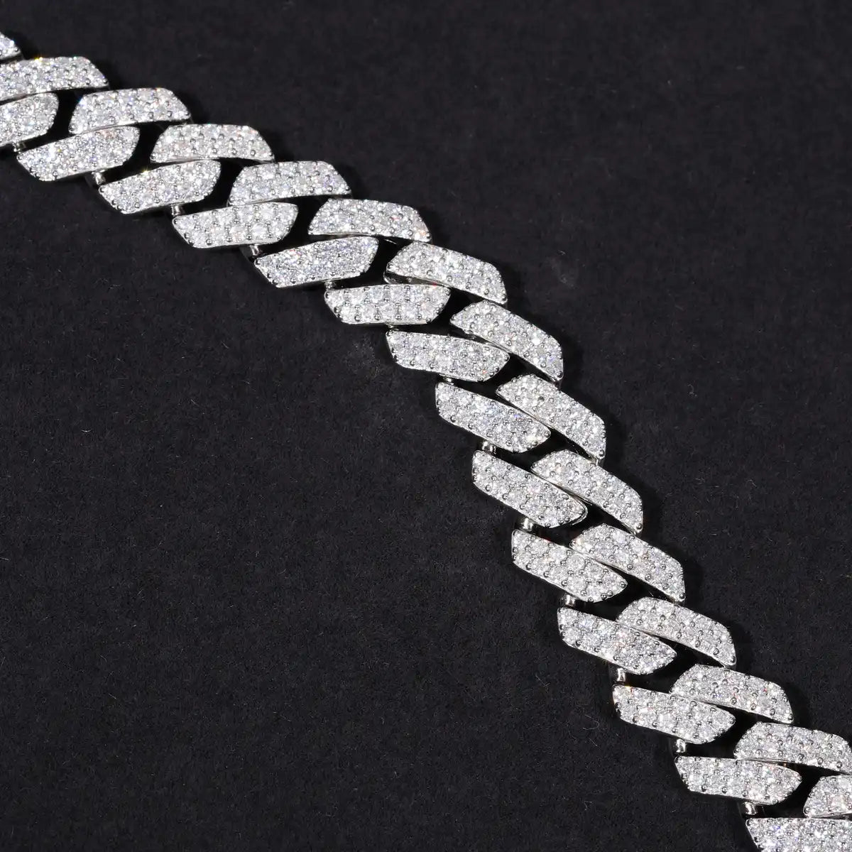 14mm Moissanite Two Row Cuban Chain