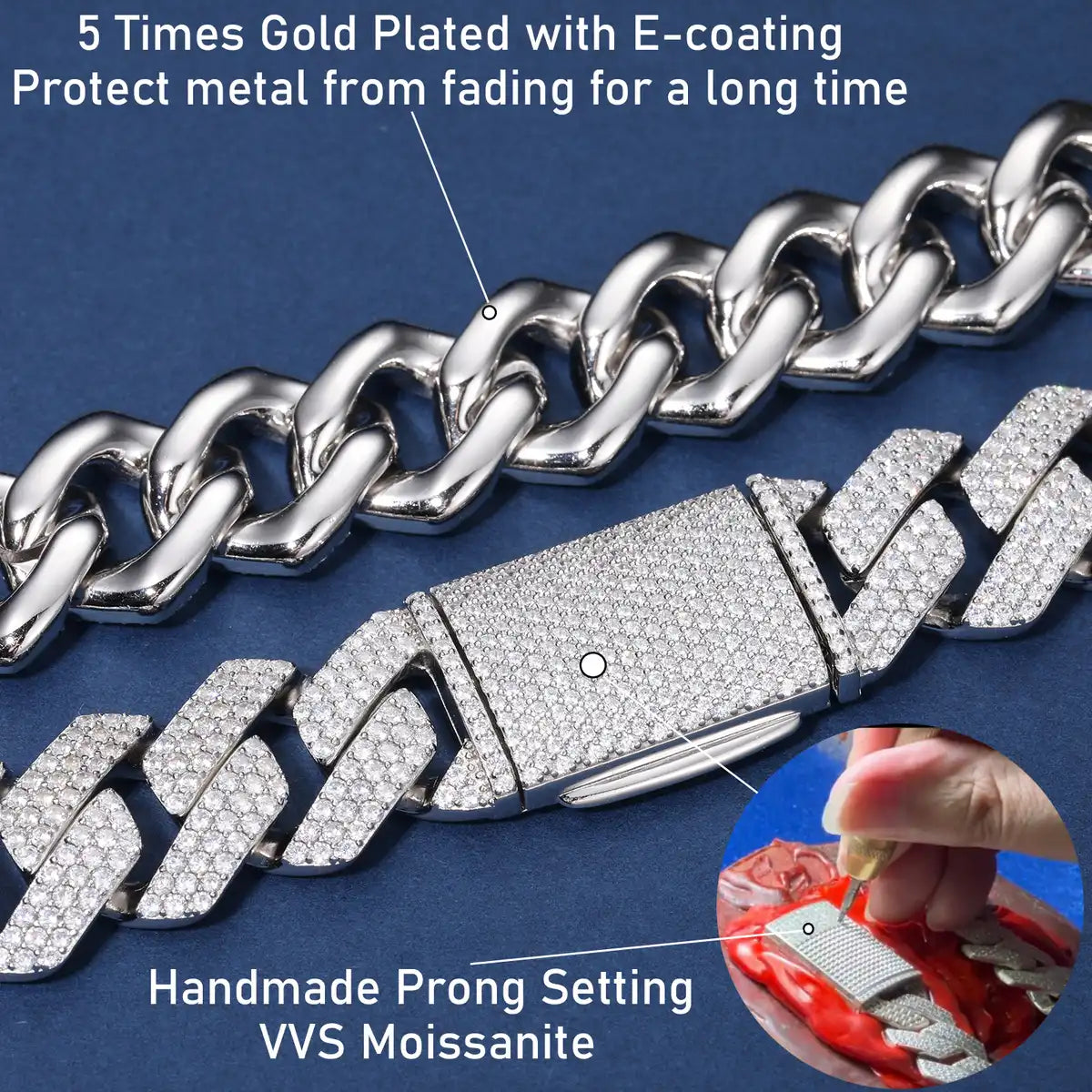 20mm Moissanite Tight Design Cuban Link Chain