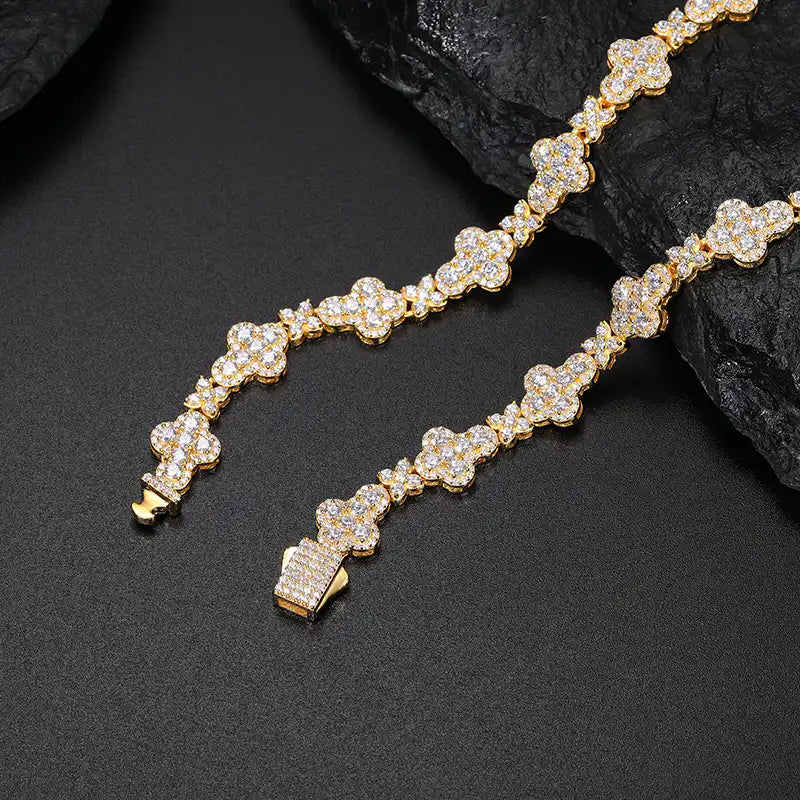 10mm Moissanite Star Cross Link Chain