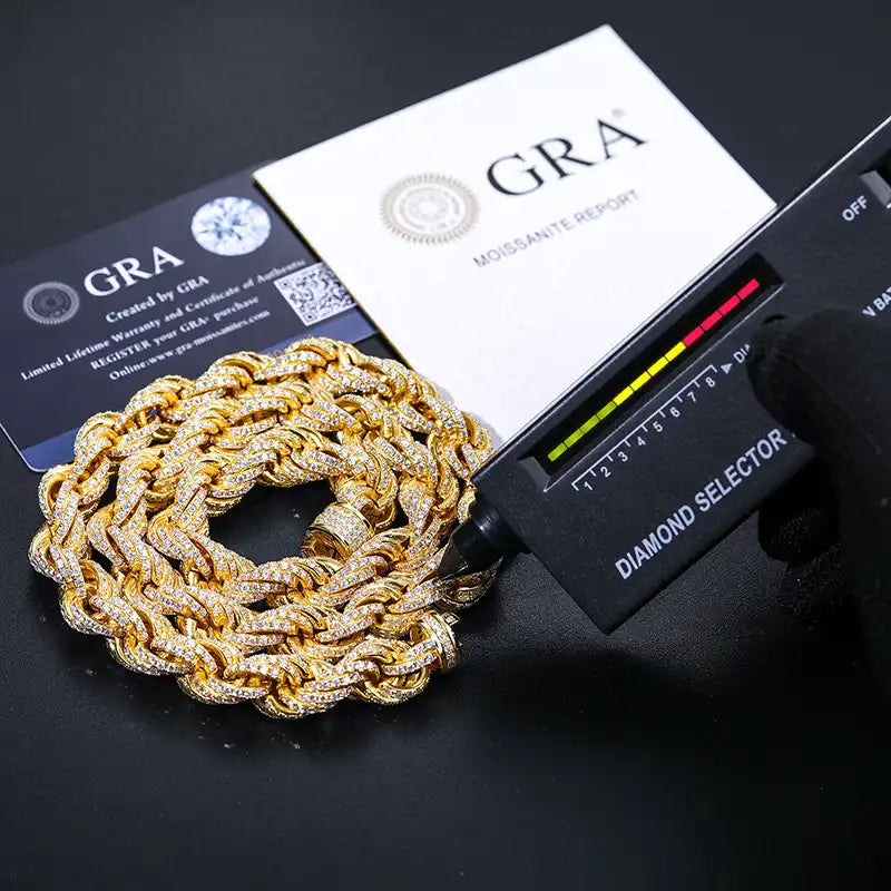 8mm-14mm Moissanite Iced Out Rope Chain/Bracelet