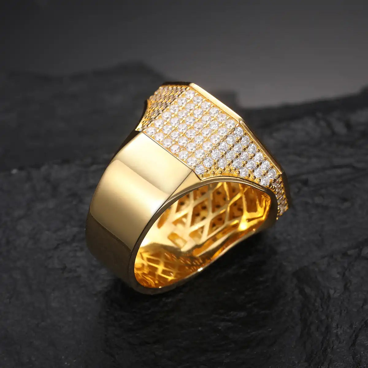 Moissanite Iced Out AG Masonic Ring