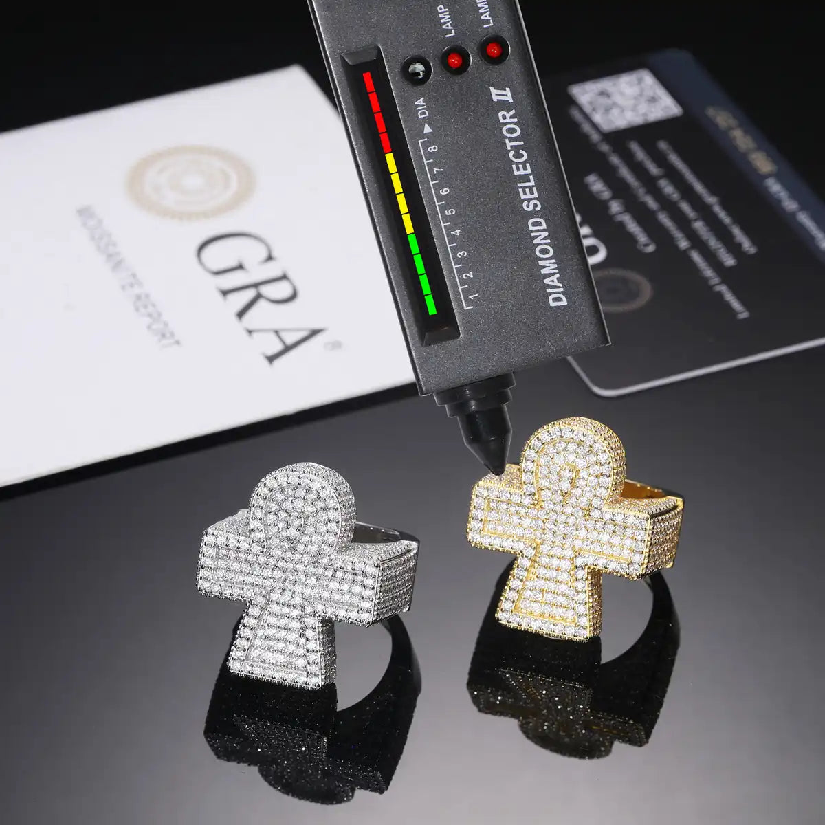 Moissanite Ankh Cross Ring