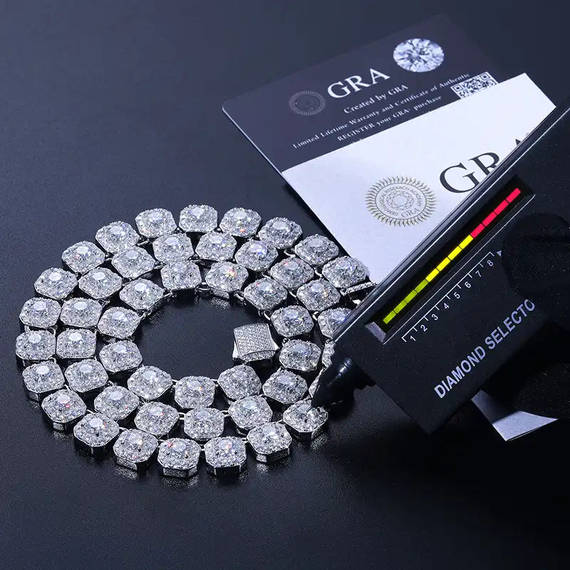10mm Moissanite Square Tennis Chain