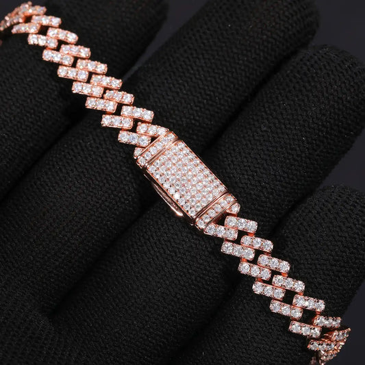 8mm Rose Gold Plated Moissanite Cuban Link Bracelet