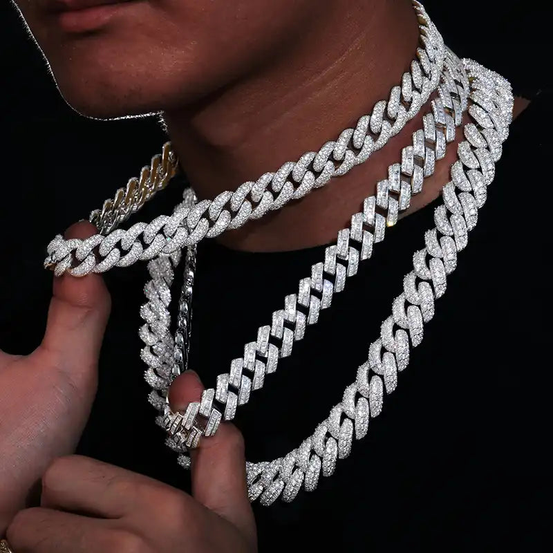 14mm Moissanite Miami Cuban Link Chain/Bracelet