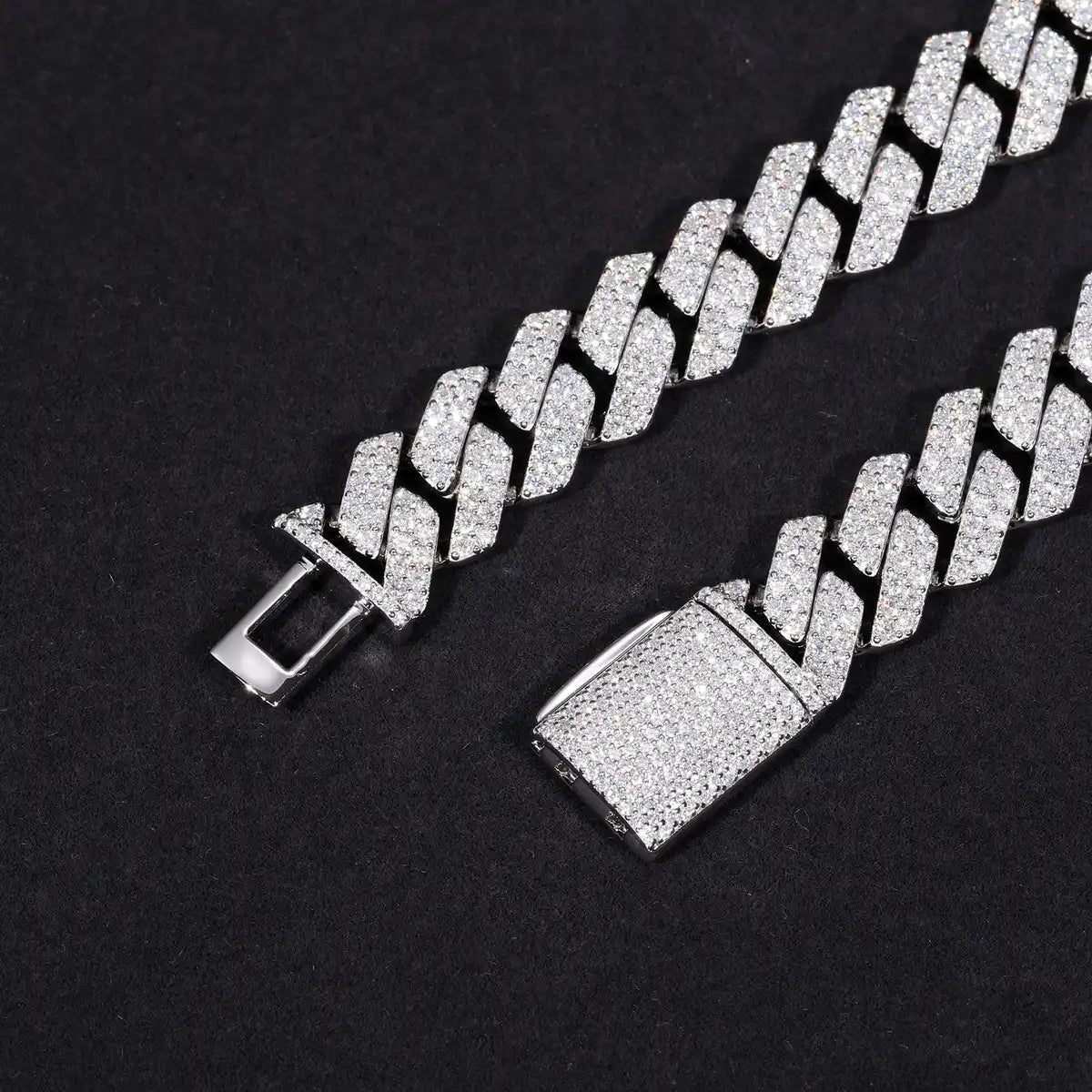 14mm Moissanite Two Row Cuban Chain