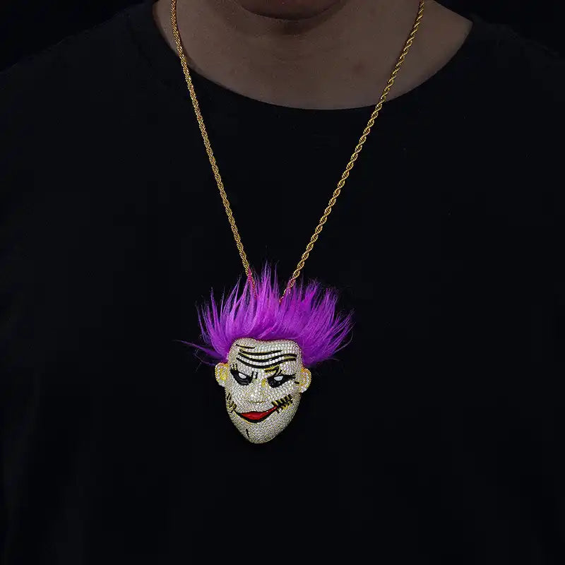 Moissanite Purple Hair Guy Pendant