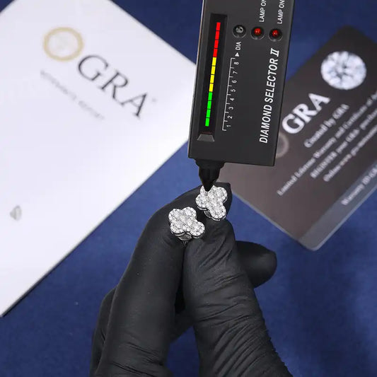 Moissanite Puffed Cross Stud Earrings