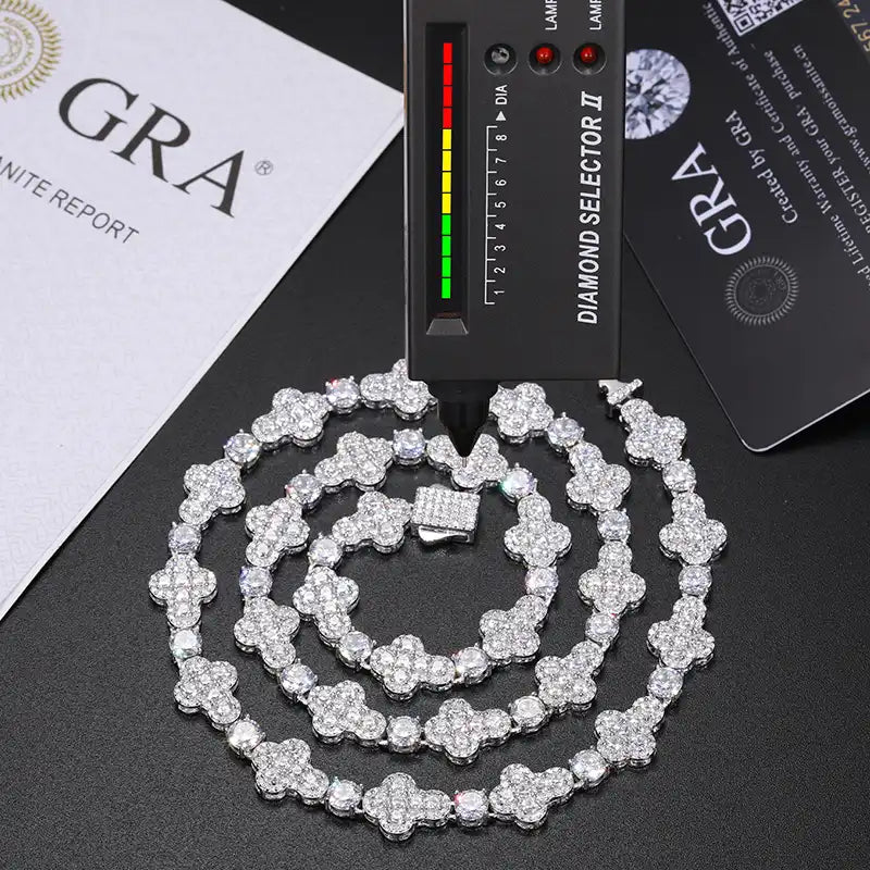 10mm Moissanite Cross Link Tennis Chain