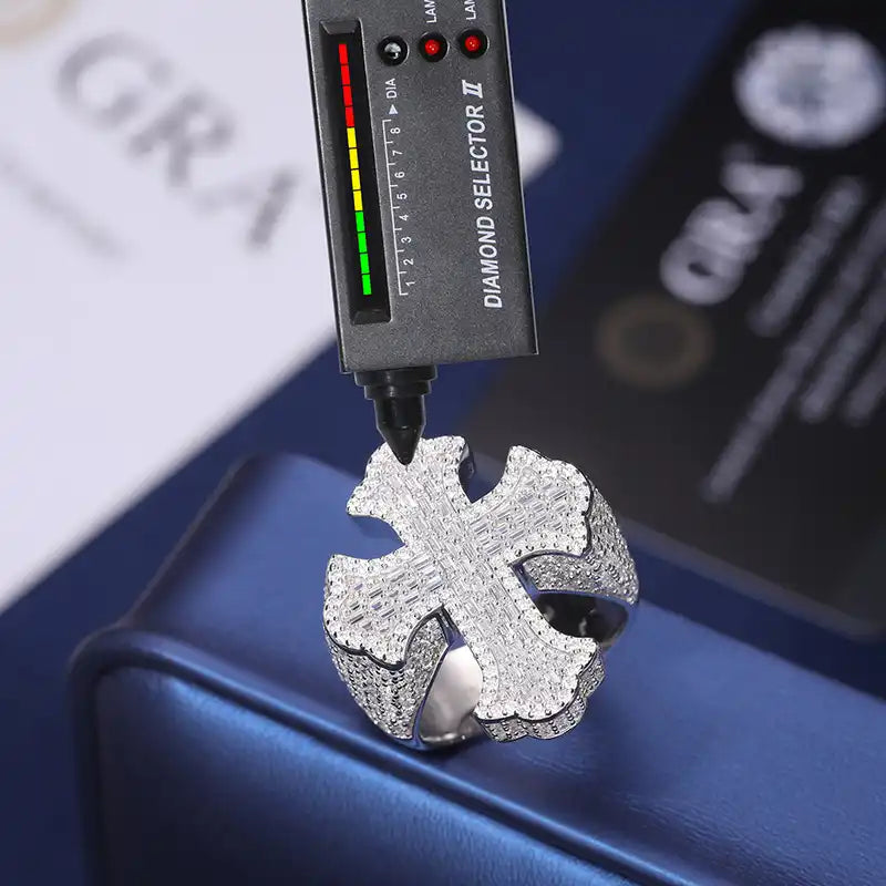 Moissanite Cross Band Ring