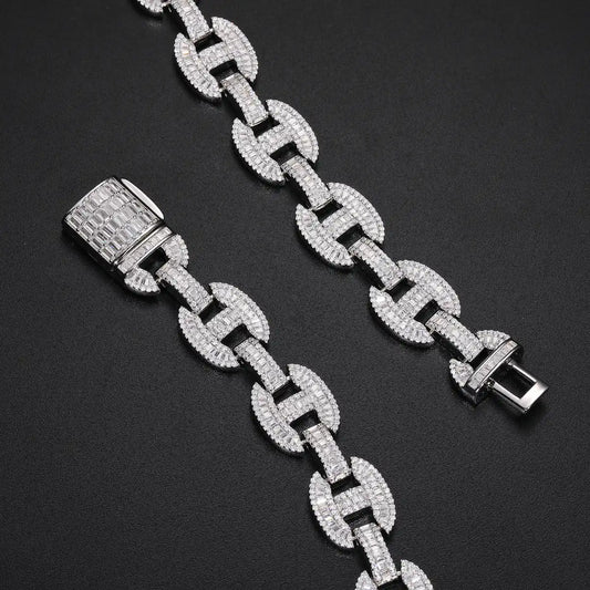 16mm Moissanite Baguette Gucci Link Chain