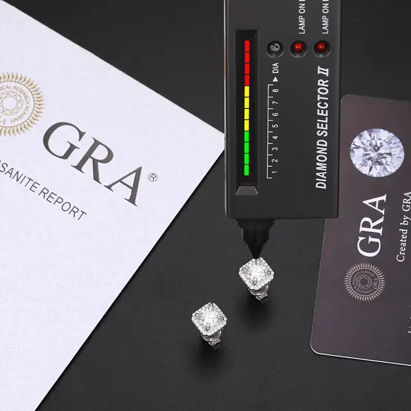 Moissanite Square Shape Stud Earrings
