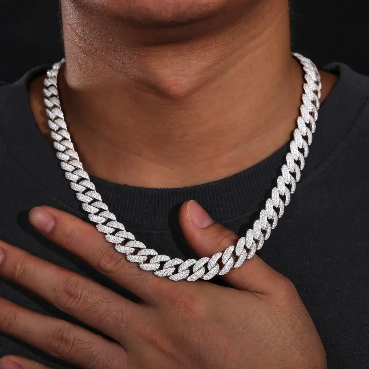 12mm Moissanite Bubble Cuban Link Chain