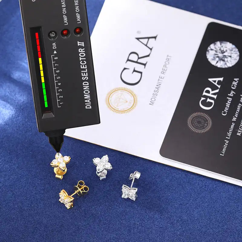 Moissanite Motif Shape Stud Earring