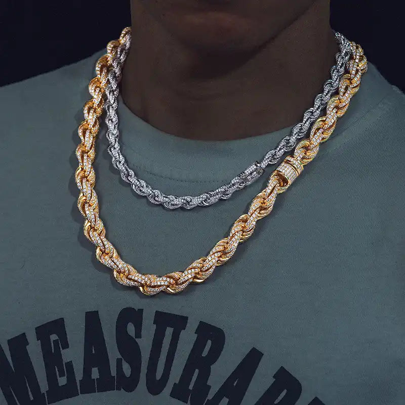 8mm-14mm Moissanite Iced Out Rope Chain/Bracelet